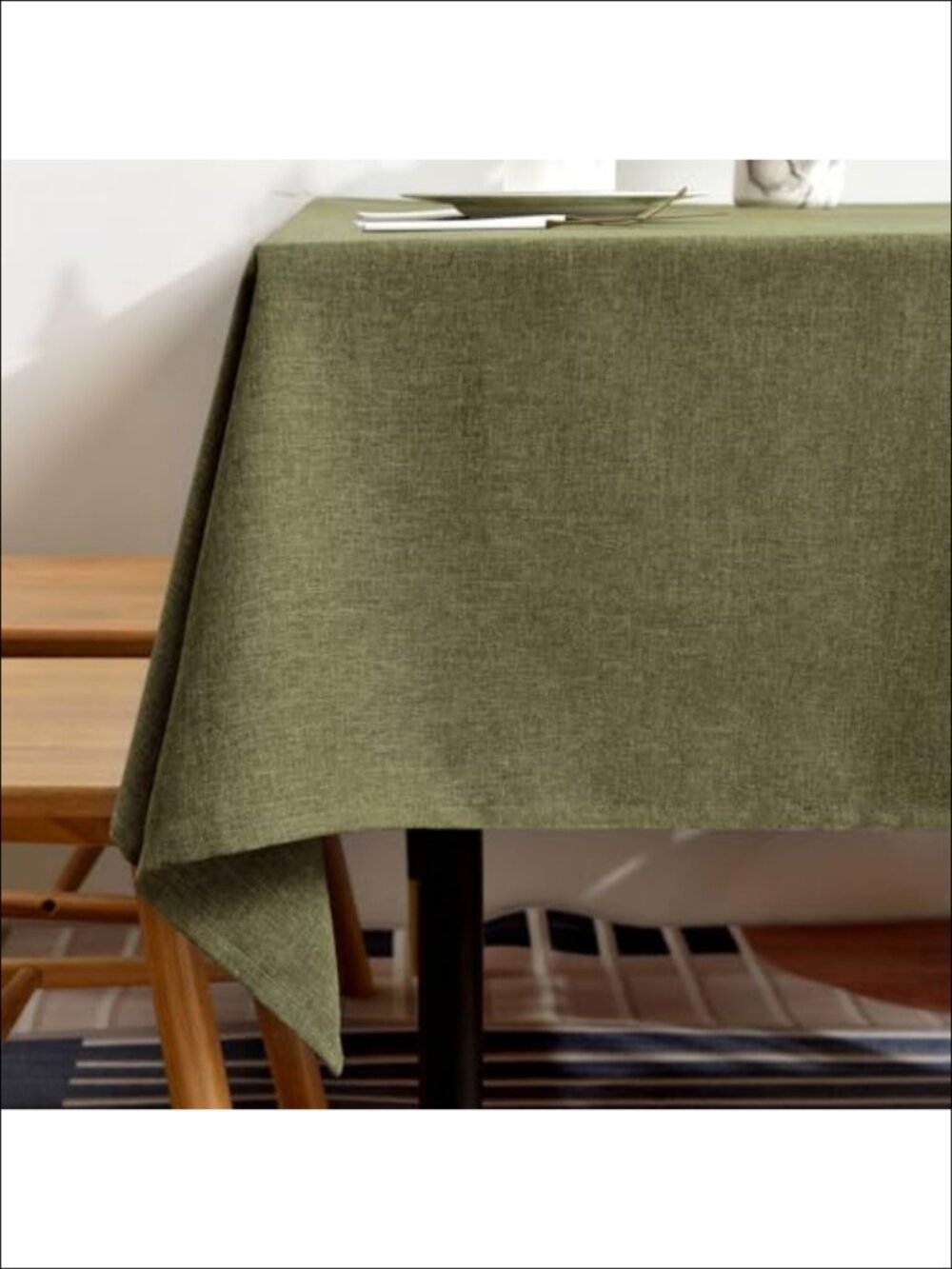 Faux Linen Waterproof Square Tablecloth 47x47 Wipe Clean